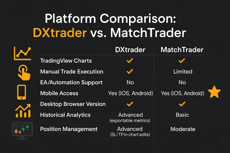 MyFundedFX Dxtrader and MatchTrader
